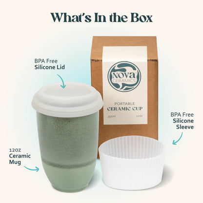 Emerald Green 12oz Ceramic Travel Mug