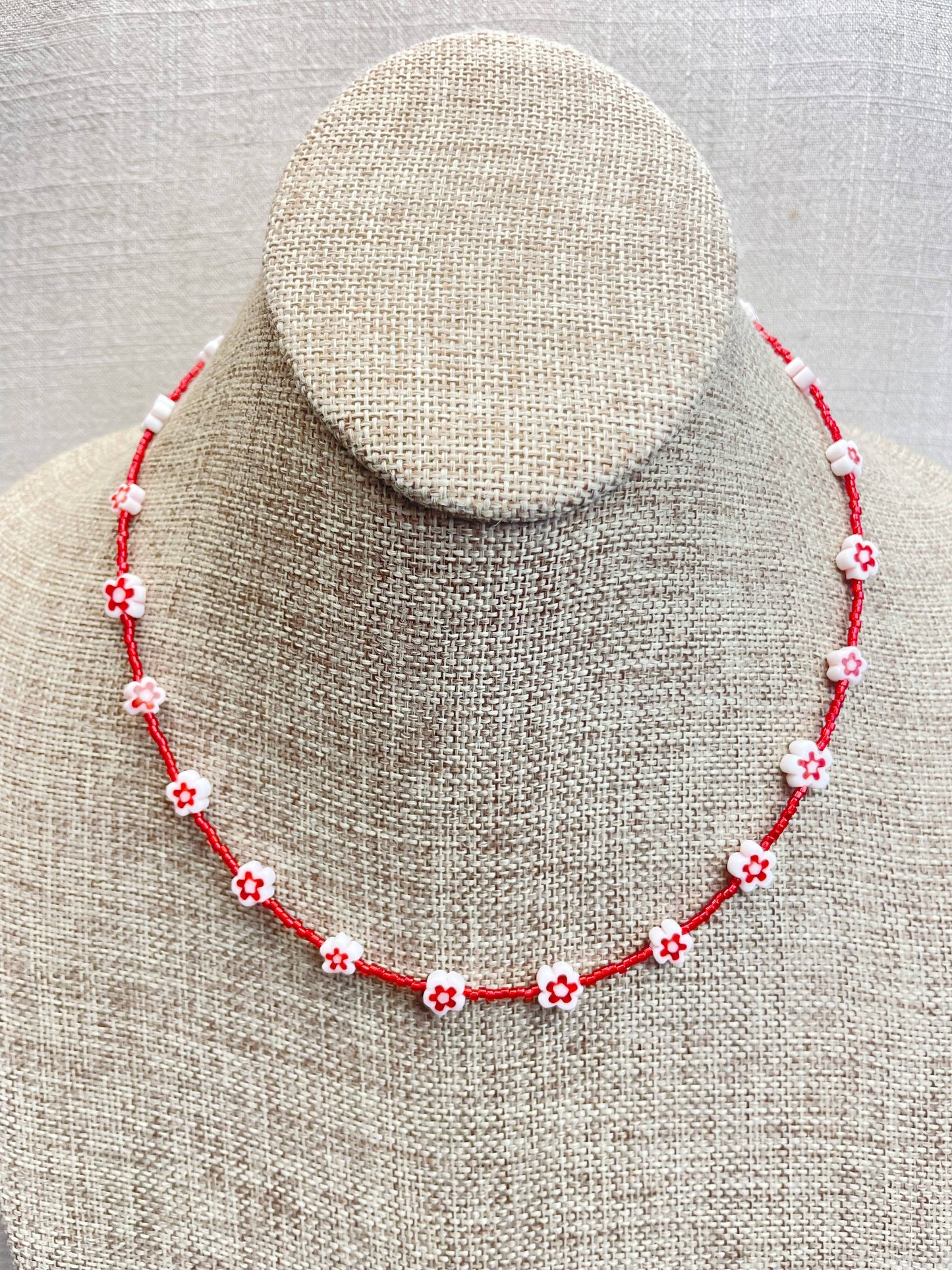 Glass Floral Beaded Delicate Necklace
