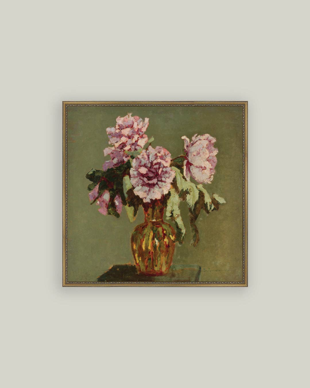 Peonies and Small Yellow Vase Art