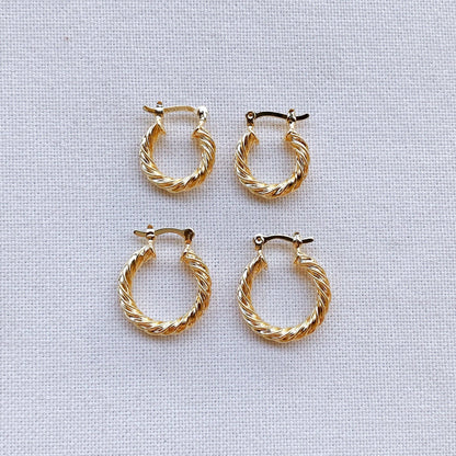 Chunky Twisted 18k Gold Filled Hoop Earrings