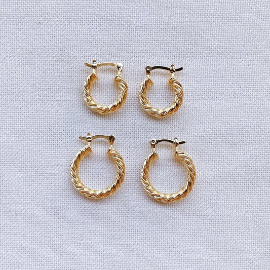 Chunky Twisted 18k Gold Filled Hoop Earrings