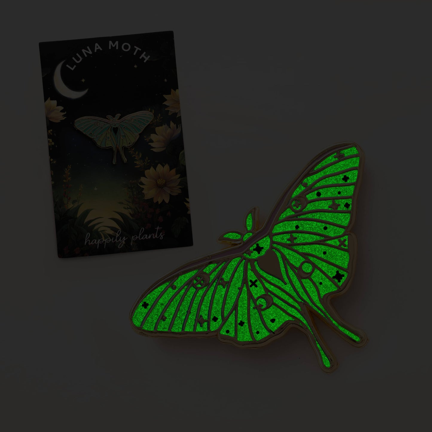 Luna Moth Glow in Dark Hard Enamel Pin