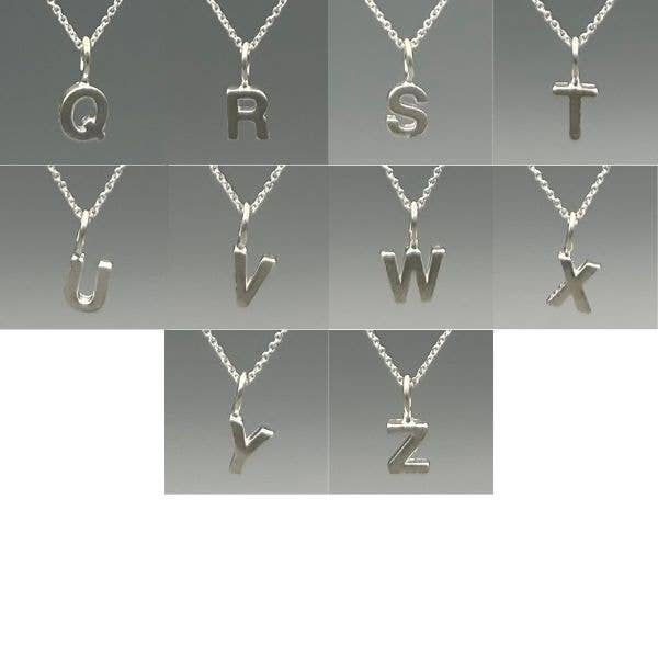 Sterling Silver Block-Letter Initial Necklace