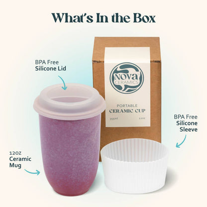 AstralBloom 12oz Ceramic Travel Mug with Lid