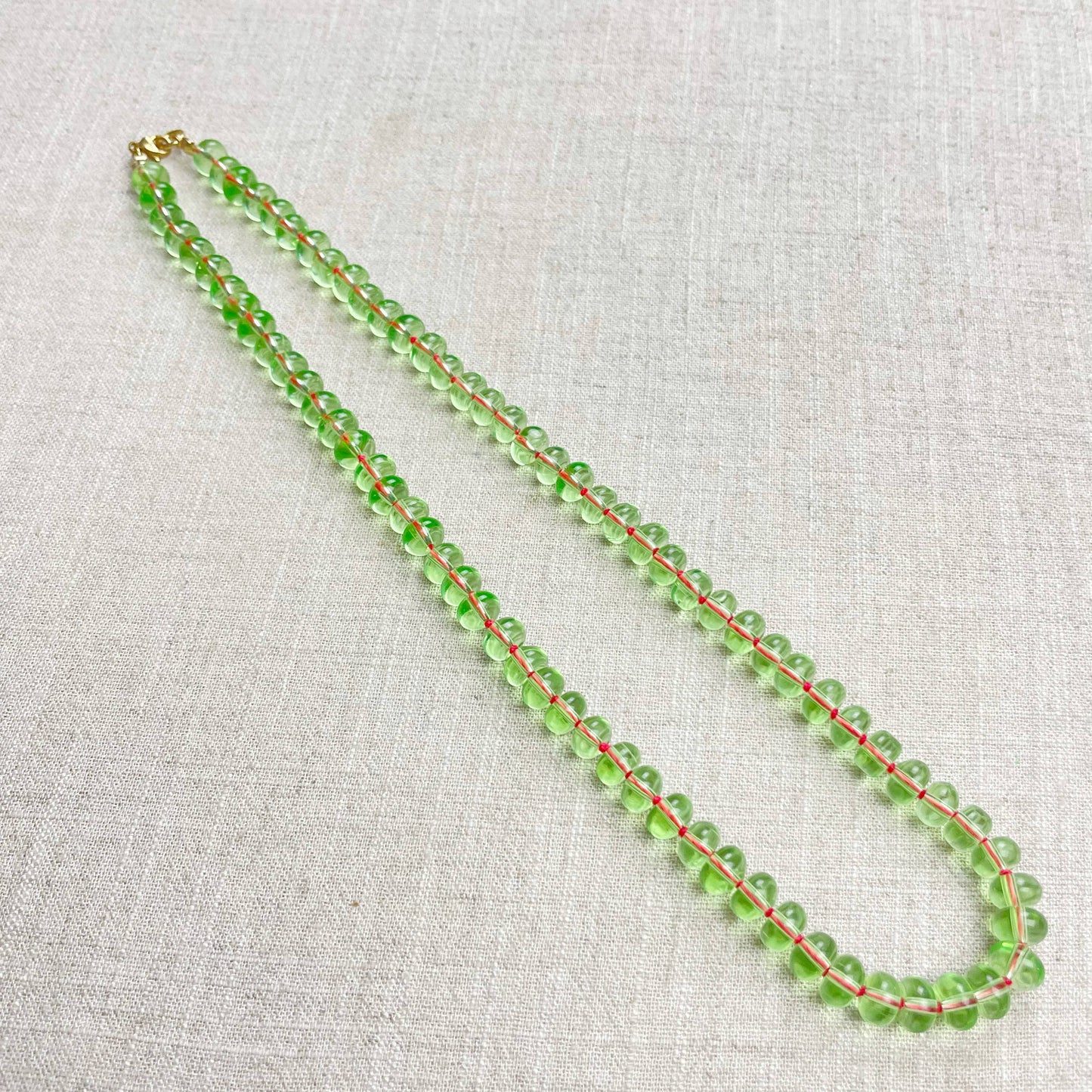 Mint Green Glass Hand-knotted Beaded Necklace
