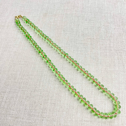 Mint Green Glass Hand-knotted Beaded Necklace