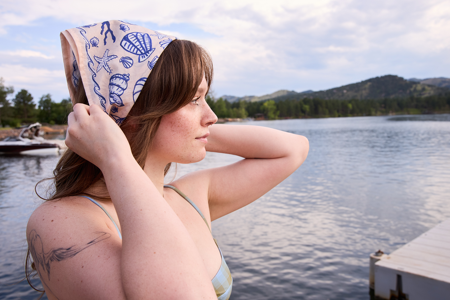 Seashore Print Cotton Bandana No. 141