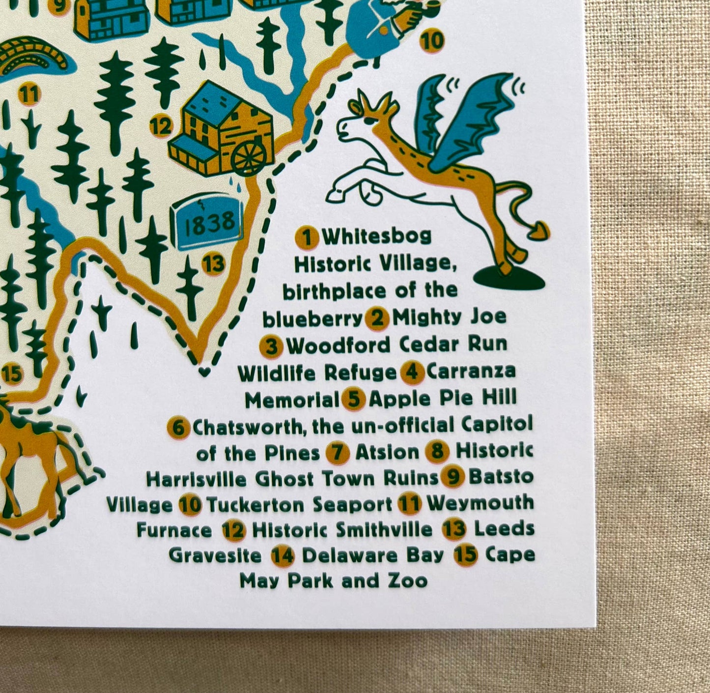 NJ Pine Barrens Map Post Card