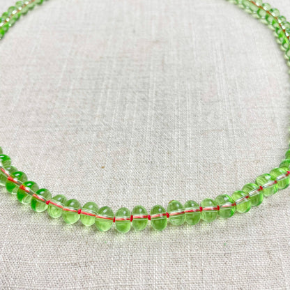 Mint Green Glass Hand-knotted Beaded Necklace