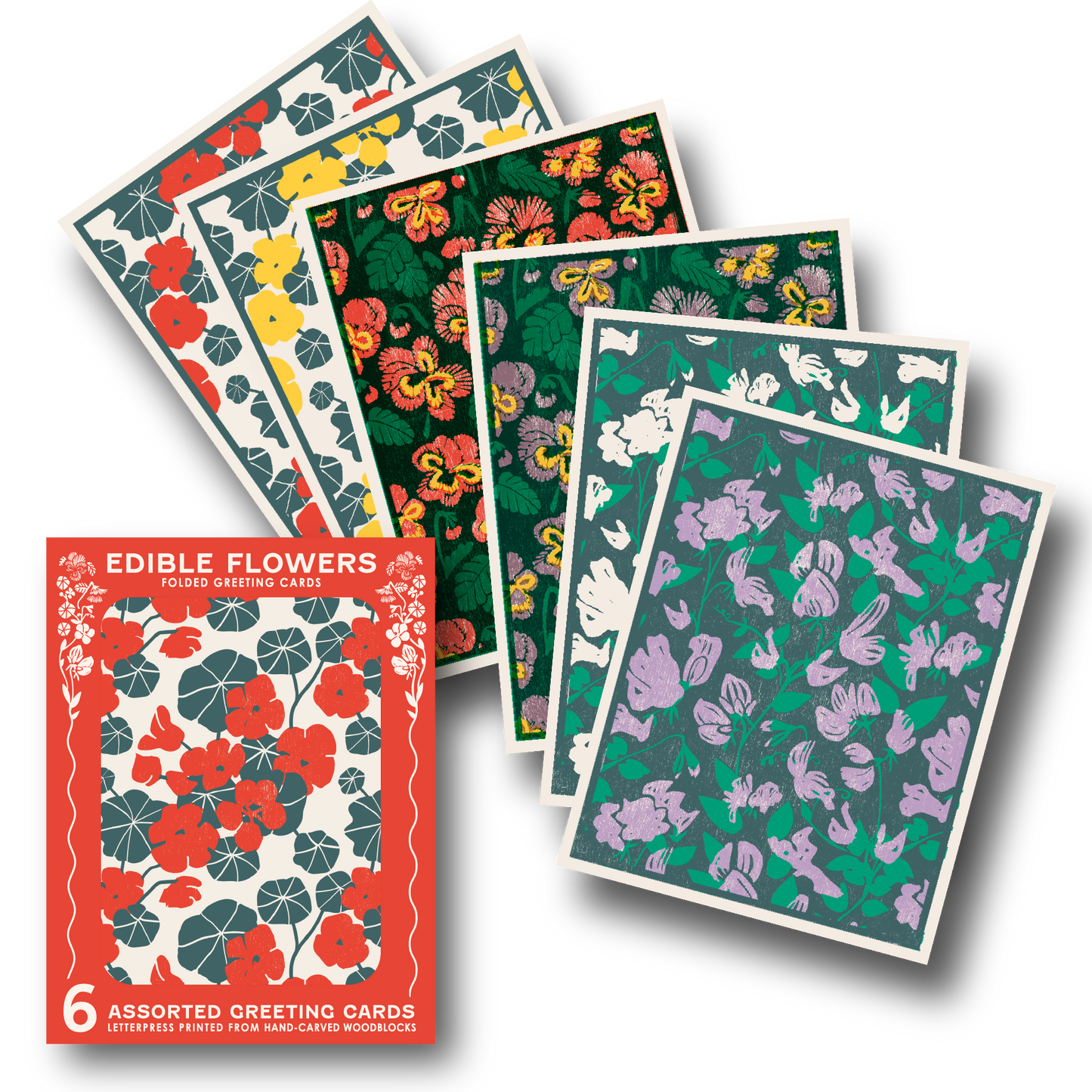 Flowers Letterpress Cards Set