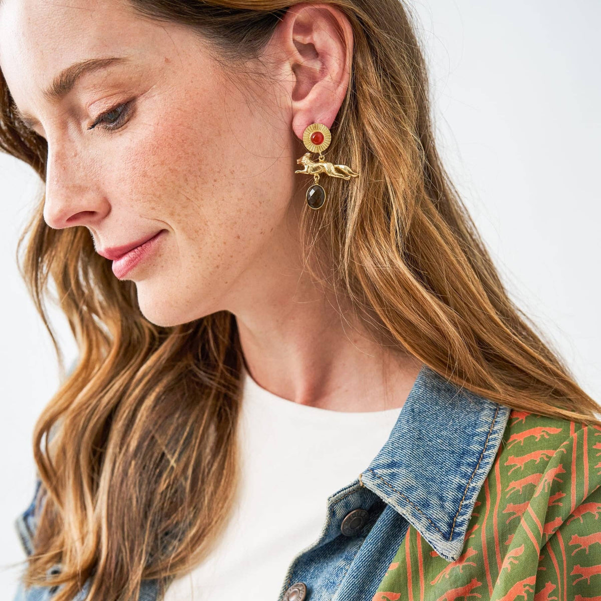 Felicity Fox Carnelian Smoky Quartz Earrings