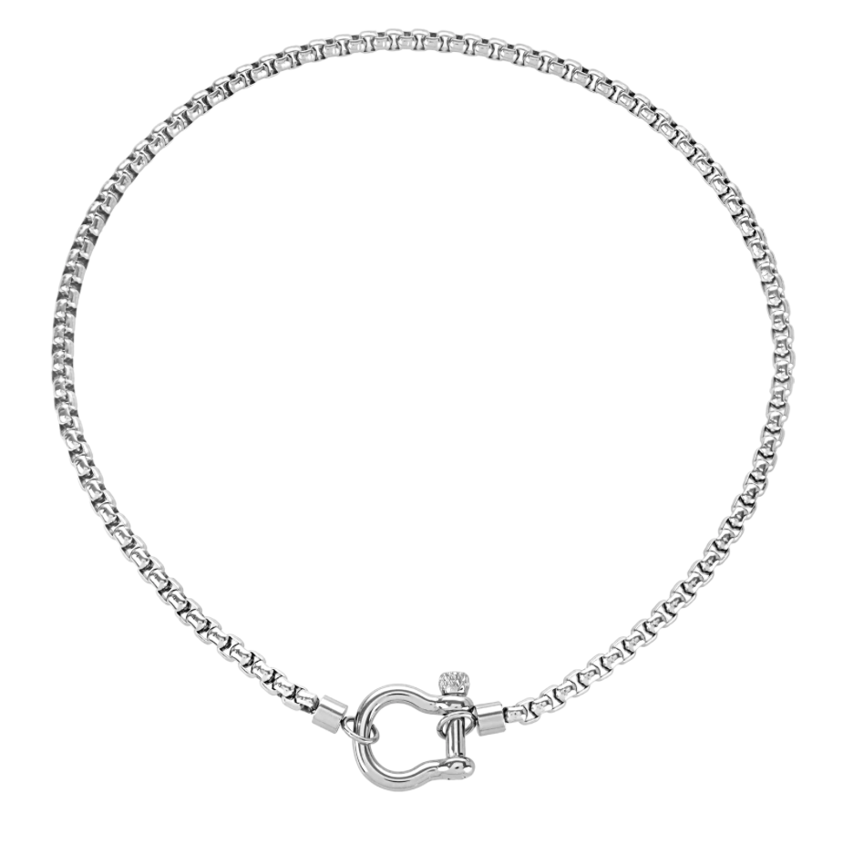 Carabiner horse Bit- Charm-Wheat Chain Stainless Necklace