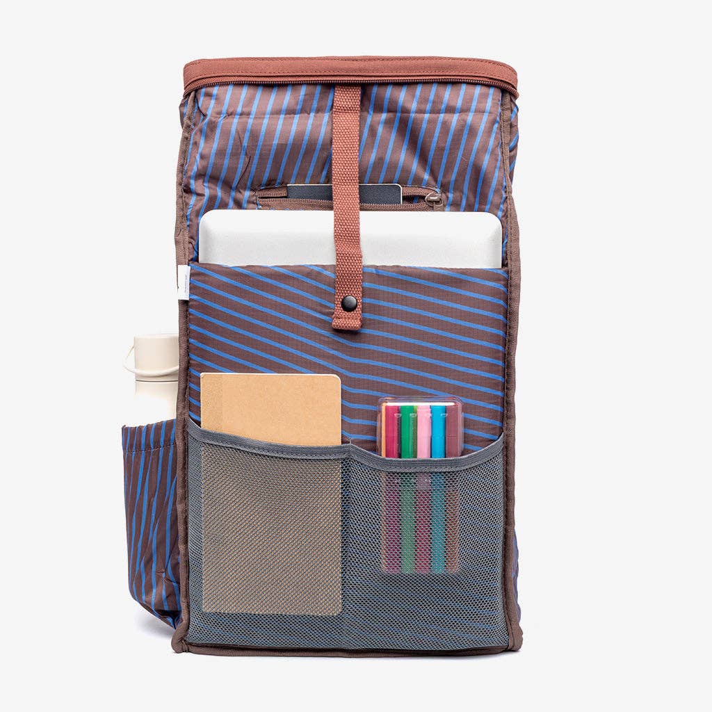 Recycled Roll-Top Mini Backpack, Bronze
