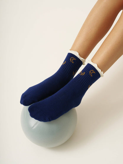 Croissant Ruffle Grip Socks Organic Cotton