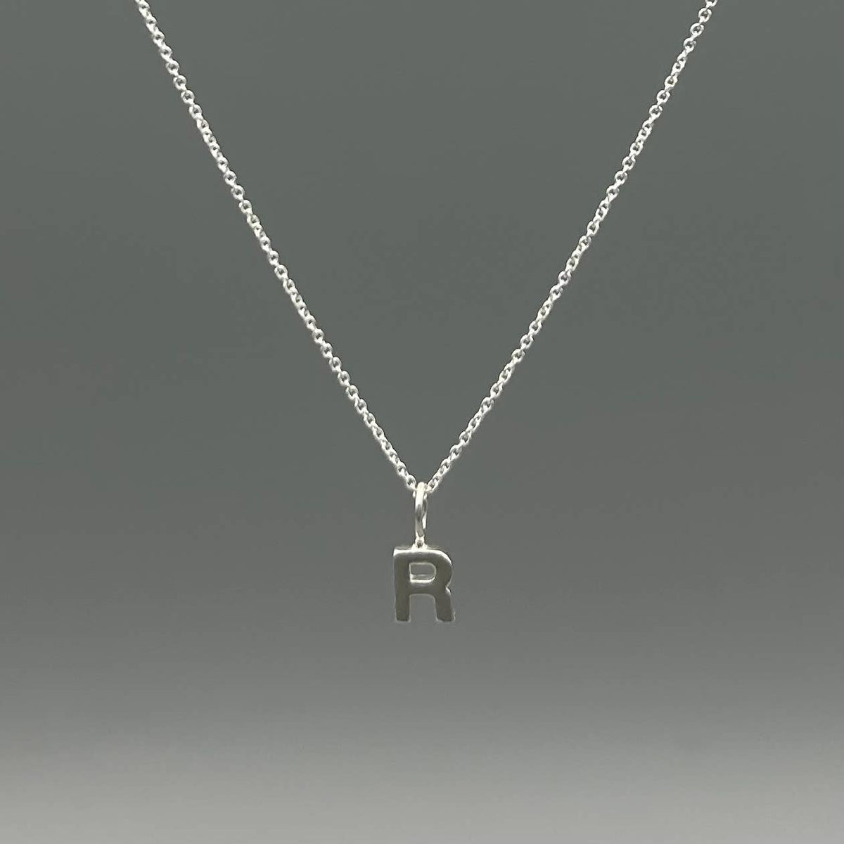 Sterling Silver Block-Letter Initial Necklace