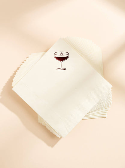 Espresso Martini Paper Beverage Napkins | Set of 20 Cream Cocktail Napkins