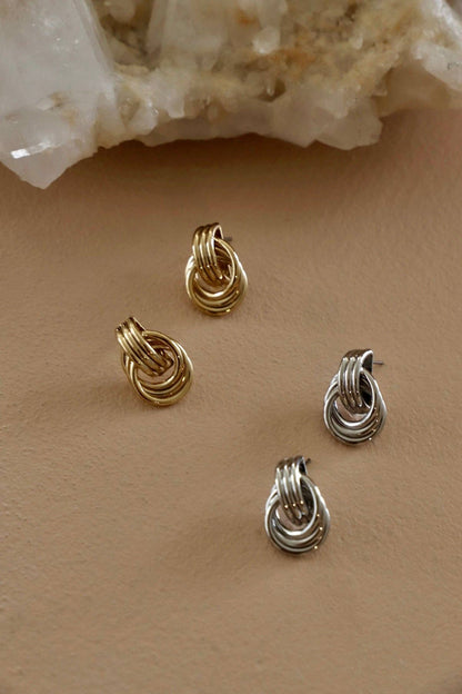 Gold Triple Knot Stud Earrings