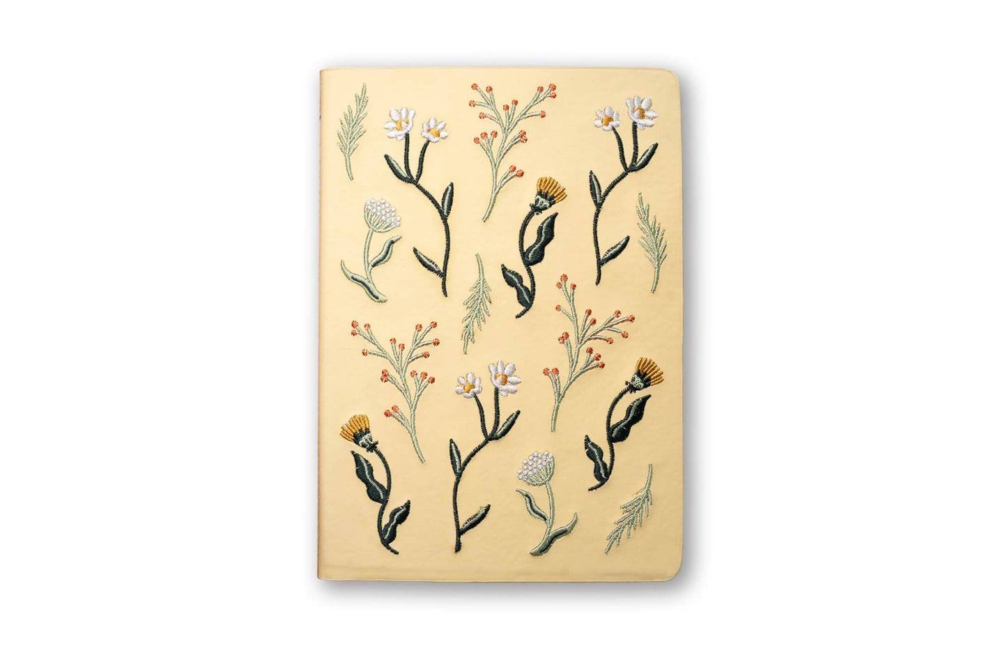 Butter Yellow Blooms Embroidered Journal Notebook