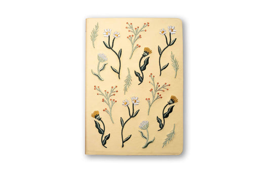 Butter Yellow Blooms Embroidered Journal Notebook