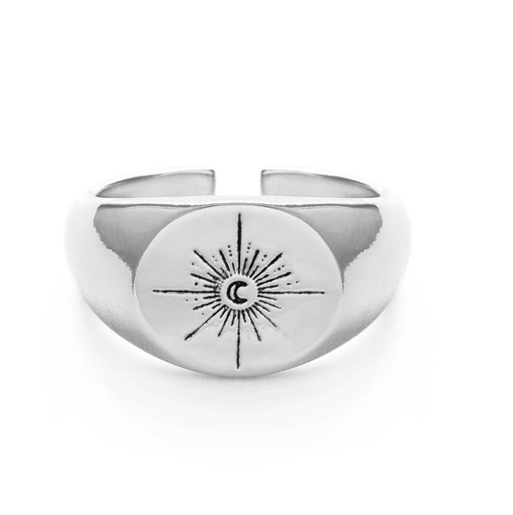Moonlight Adjustable Brass Signet Ring