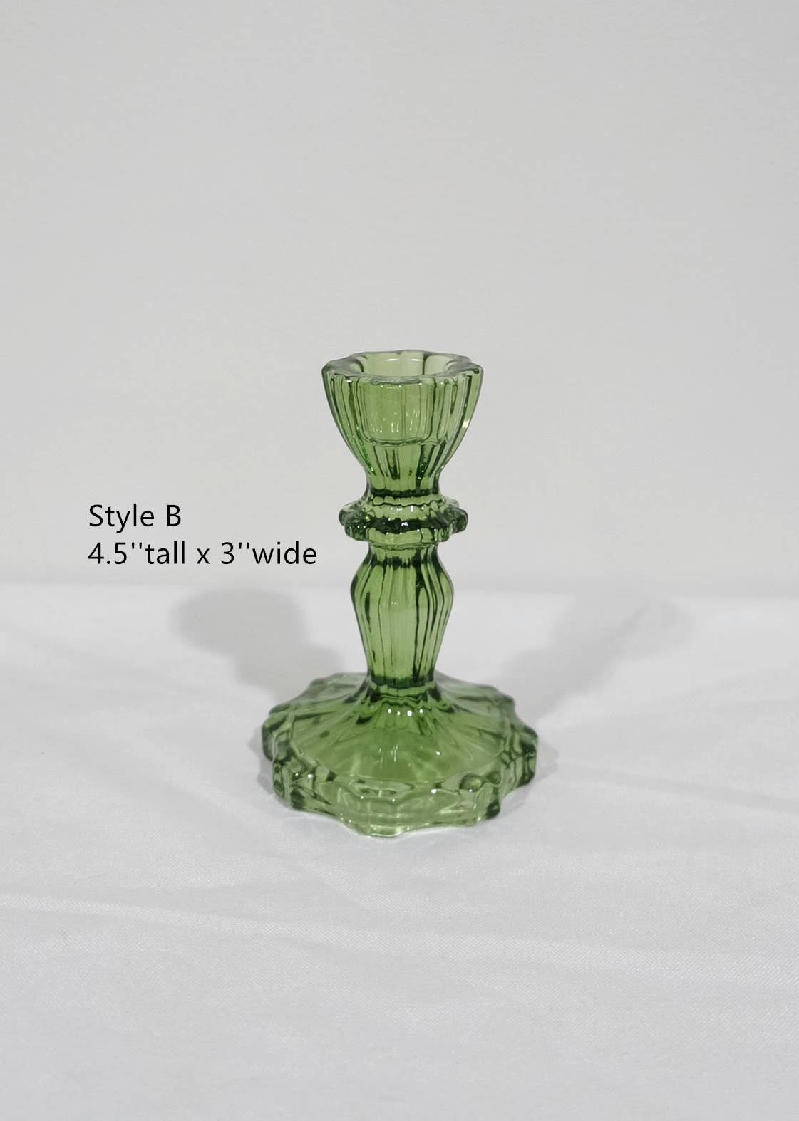 Green Glass Taper Candle Holder