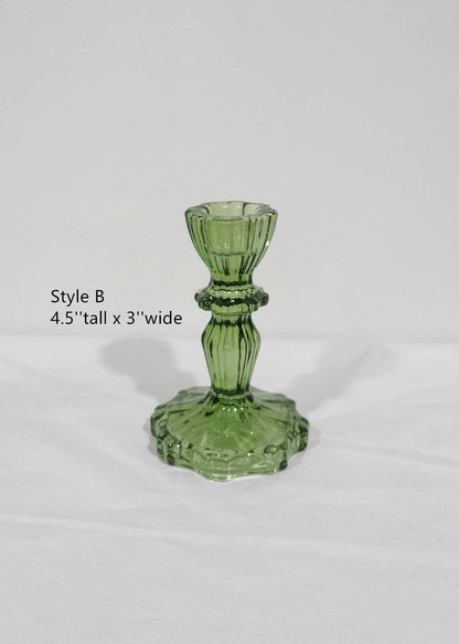 Green Glass Taper Candle Holder