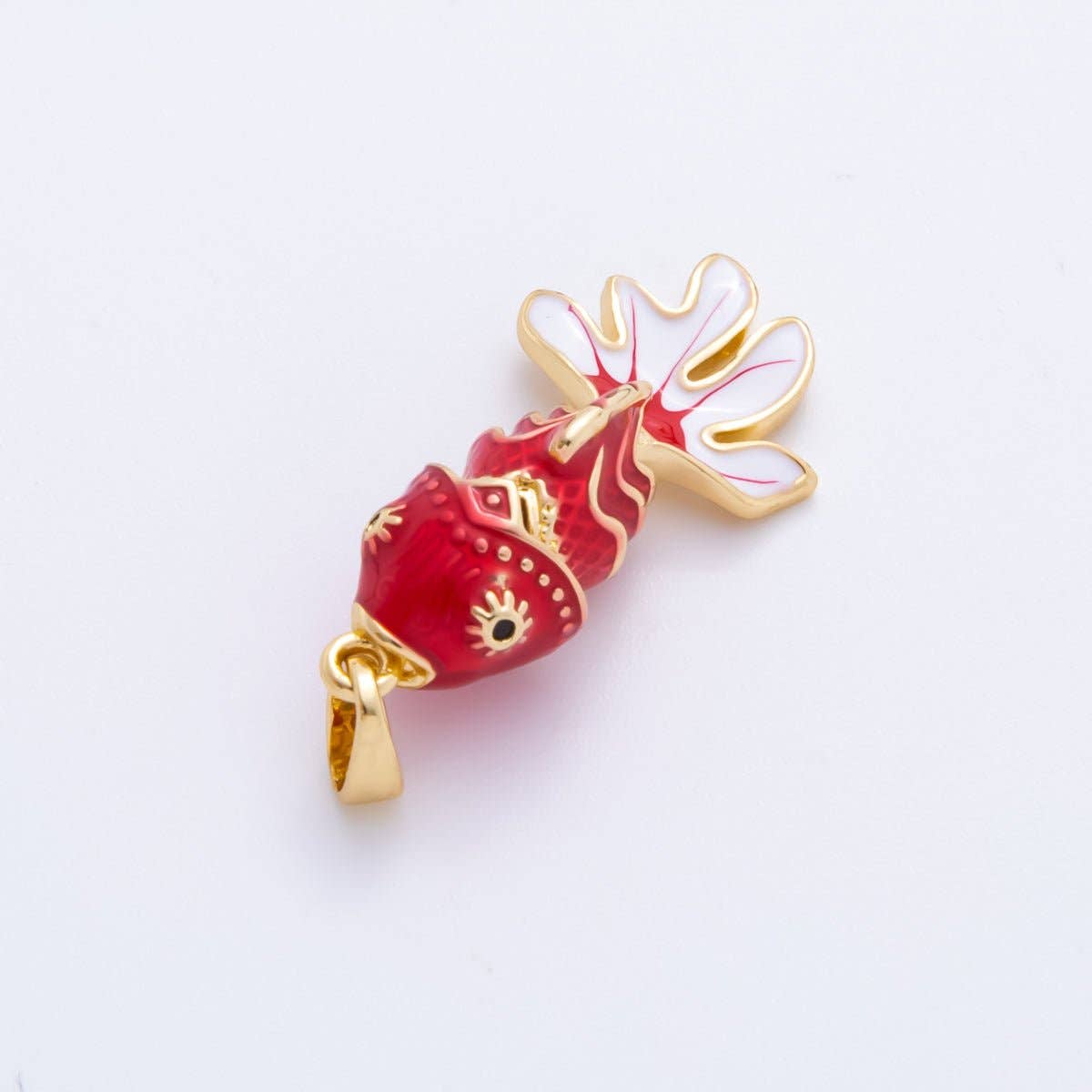 Koi Fish Enamel Pendant Necklace, 18K Gold Filled