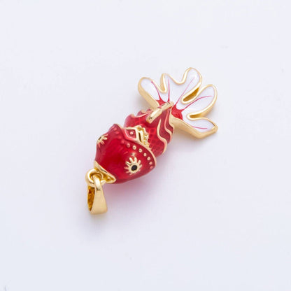 Koi Fish Enamel Pendant Necklace, 18K Gold Filled