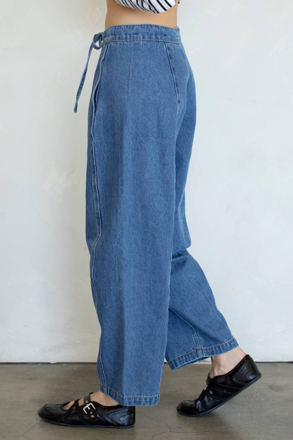 Trini Denim Barrel Jeans with Drawstring
