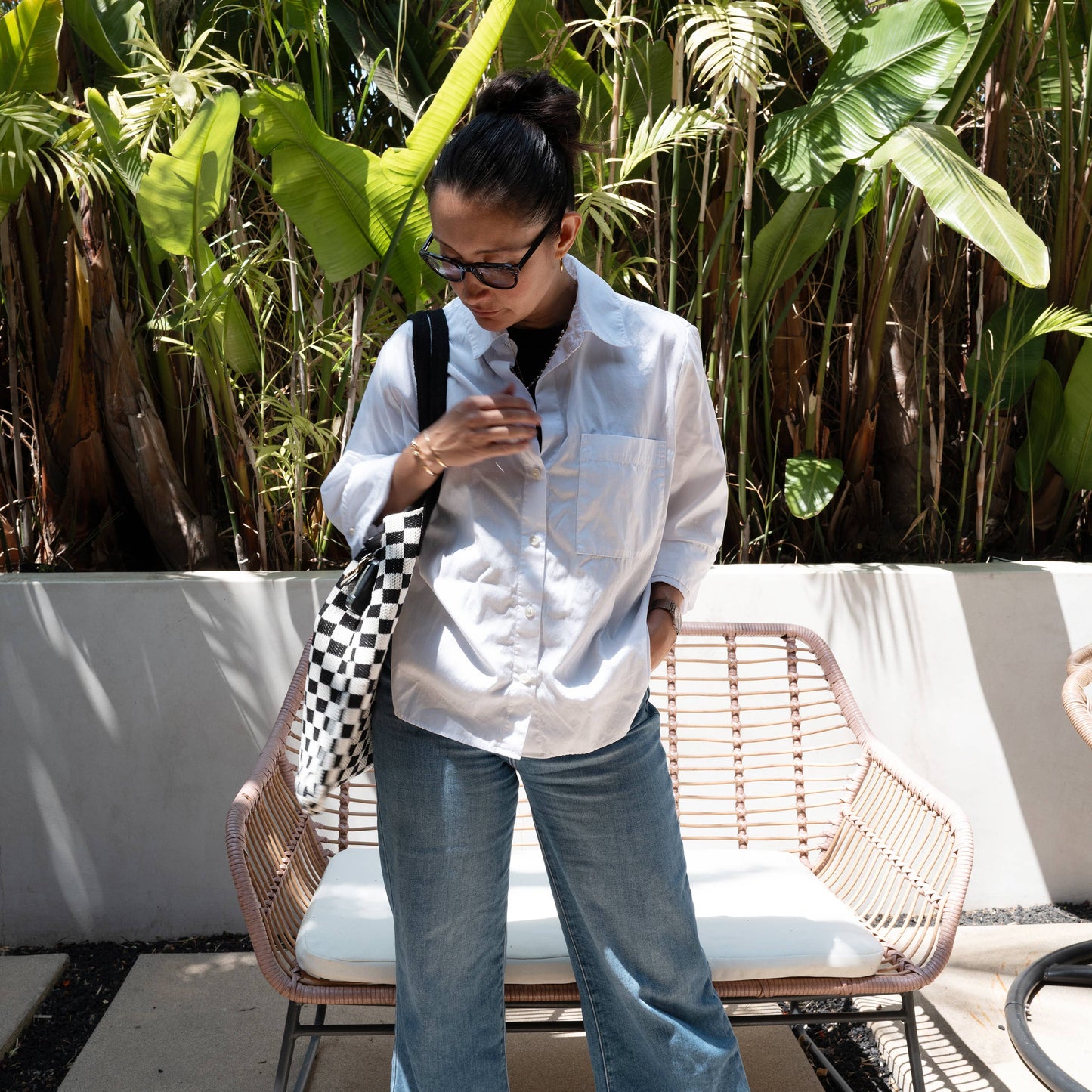 Black Checkered Tote Bag