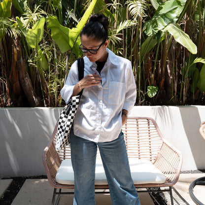Black Checkered Tote Bag