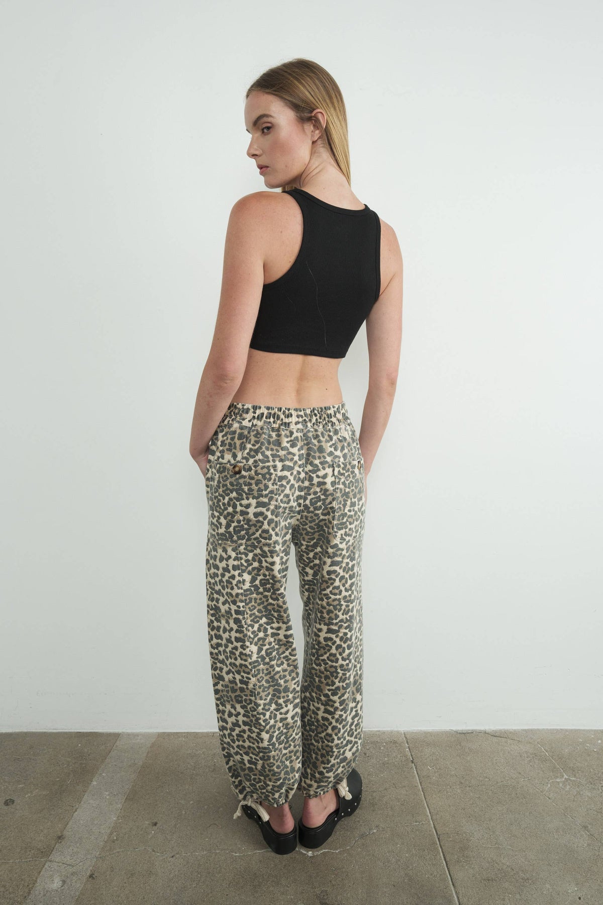 Leopard-Print Drawstring Jogger Pants