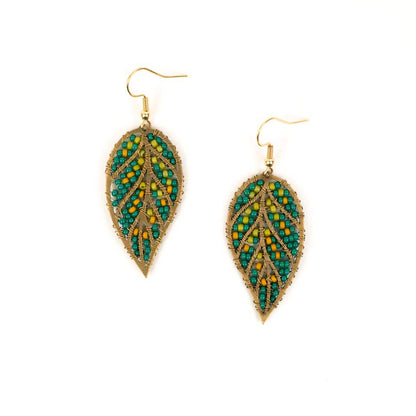 Beaded Leaves Fair Trade Earrings
