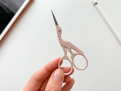 Bird scissors, small sewing scissors, stork scissors