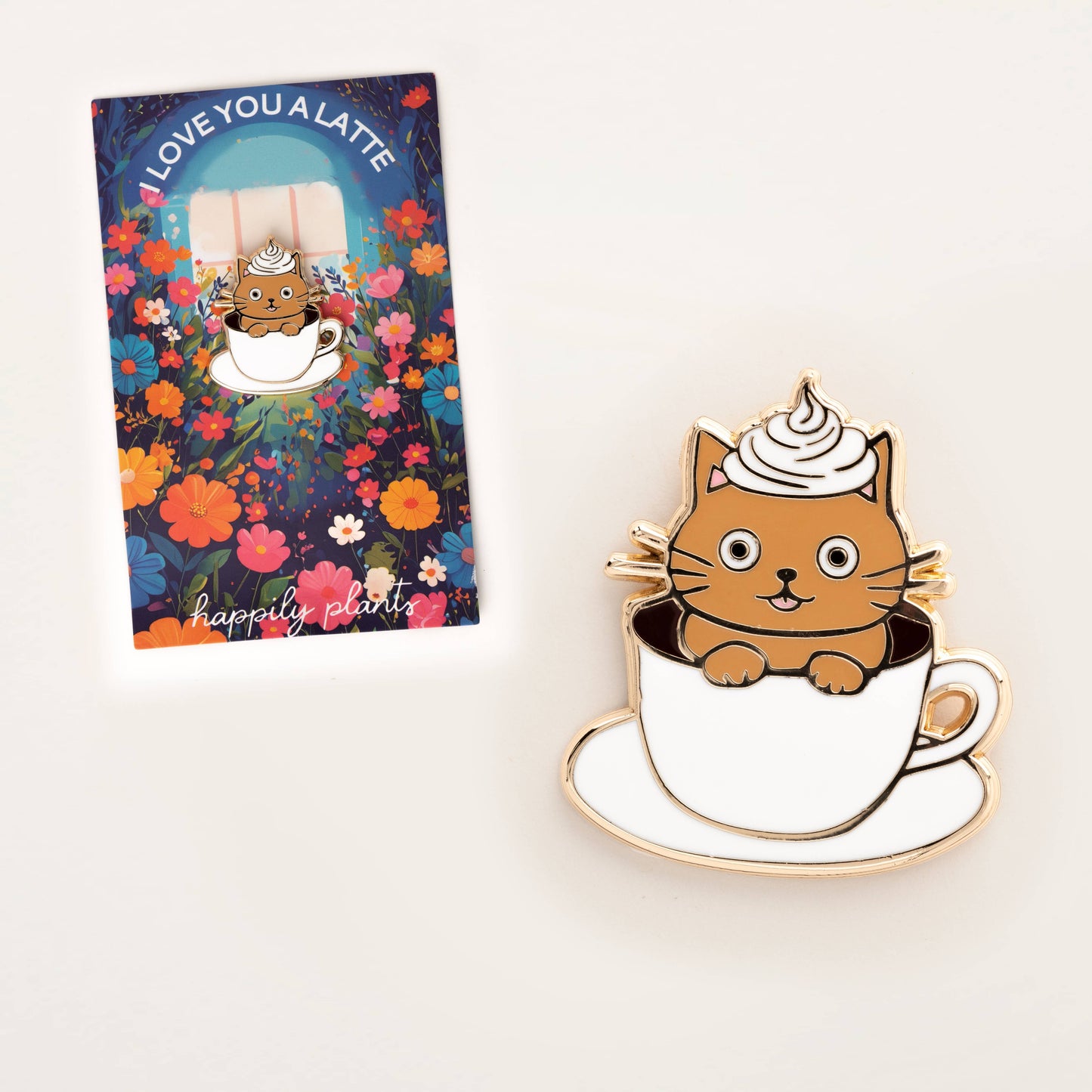 I Love You A Latte Cat Coffee Enamel Pin