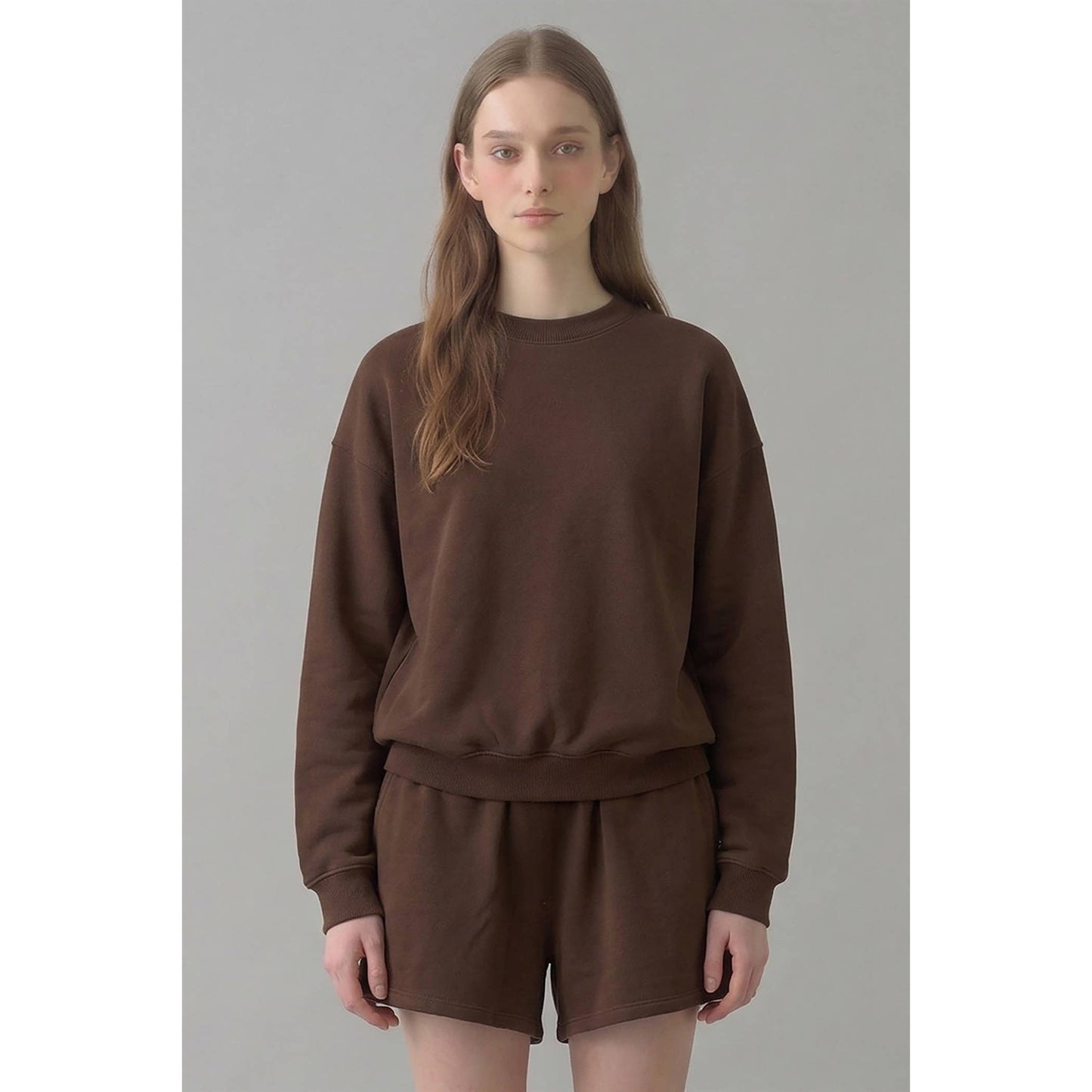 Cropped Cotton Terry Crewneck Sweatshirt