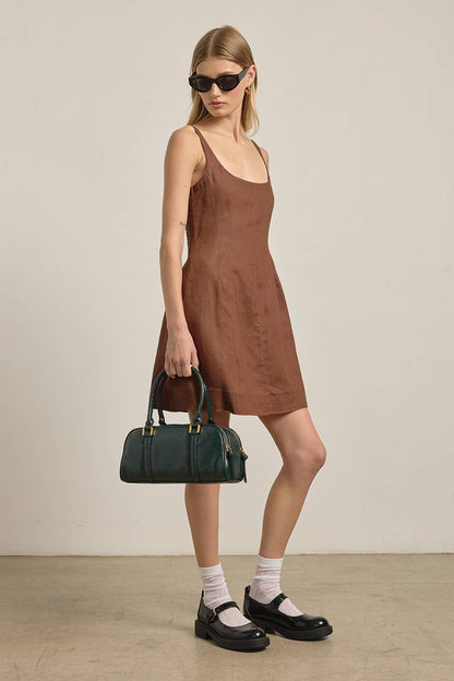 Linen Square Neck Mini Dress