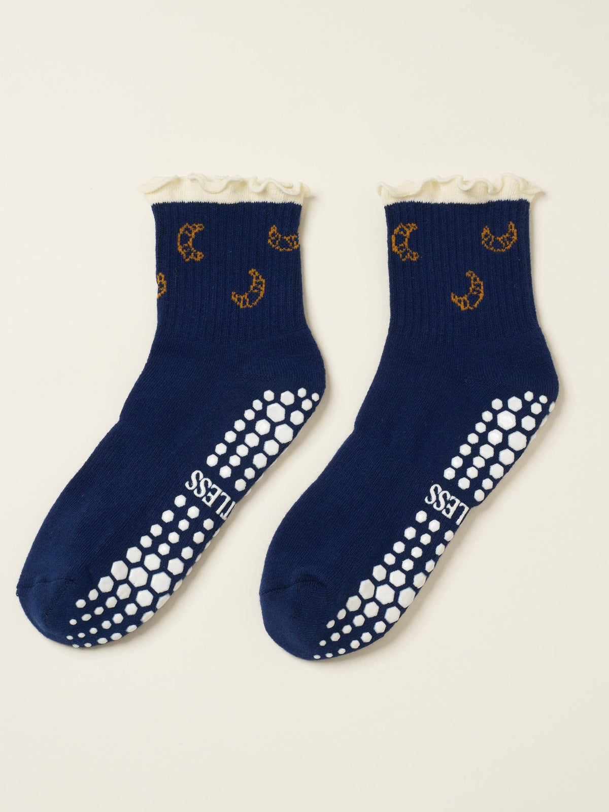 Croissant Ruffle Grip Socks Organic Cotton
