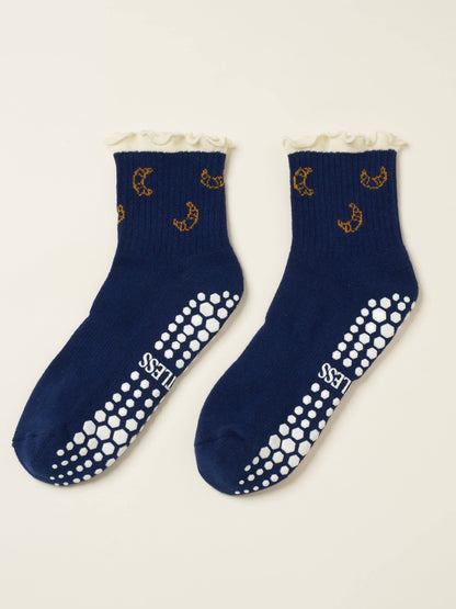 Croissant Ruffle Grip Socks Organic Cotton