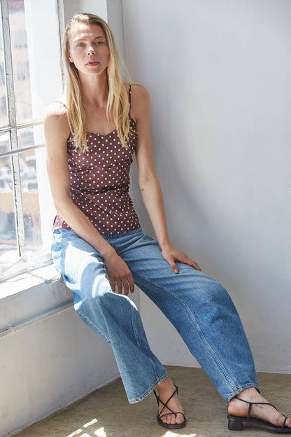 Polka Dot Print Viscose Tencel Cami