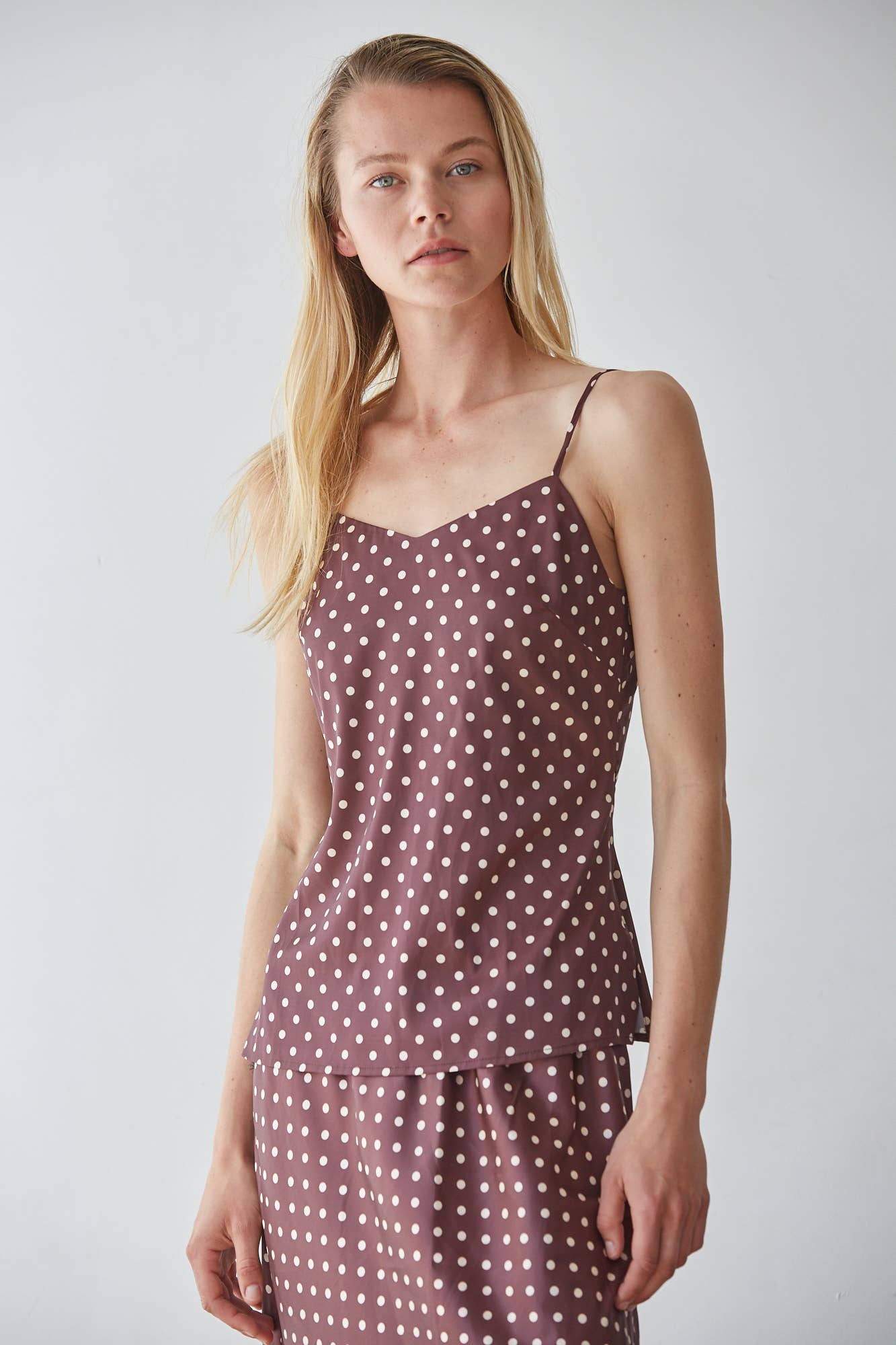 Polka Dot Print Viscose Tencel Cami