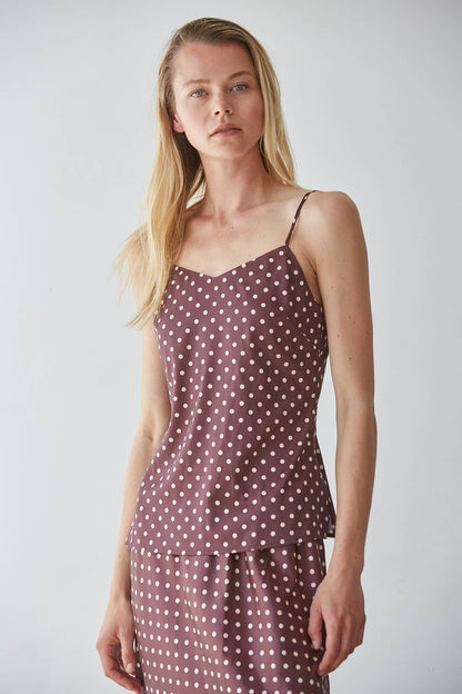 Polka Dot Print Viscose Tencel Cami