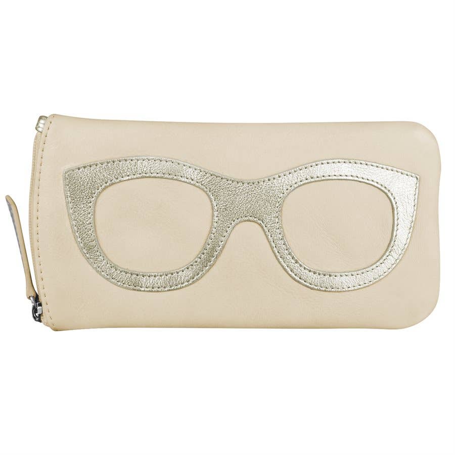 Leather Eyeglass Case with Eyeglass Frame Graphic RFID