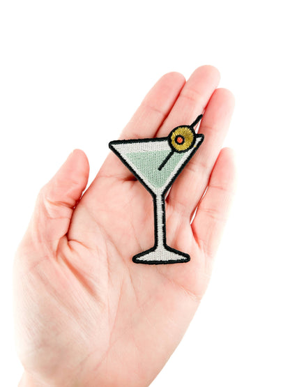 Martini Cocktail Embroidered Iron On Patch