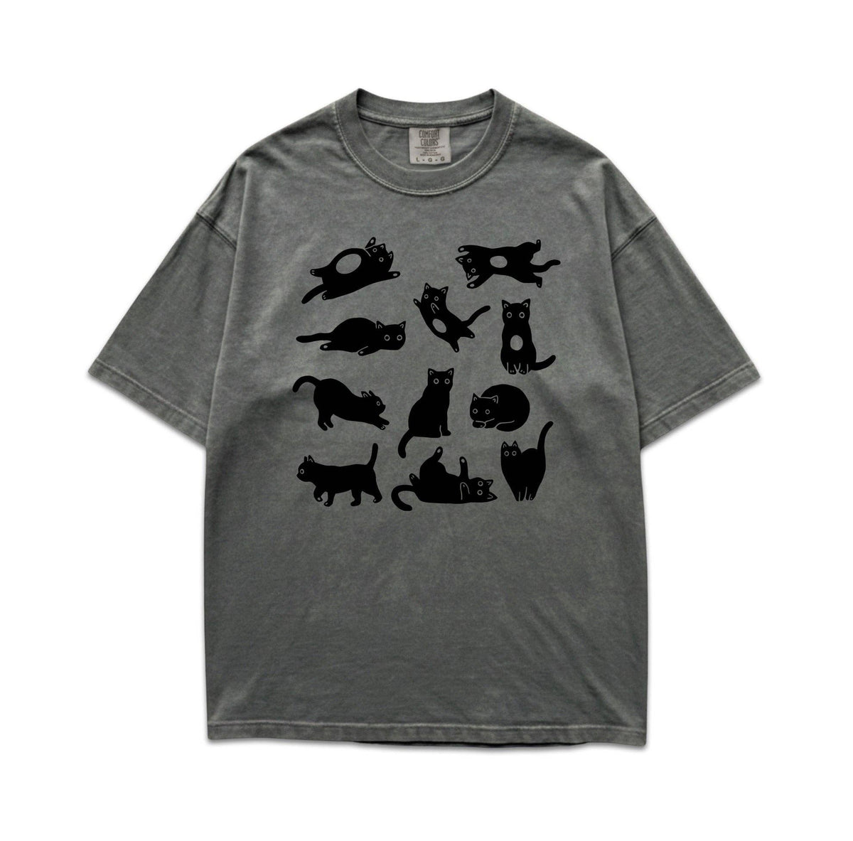 Linocut Cat Graphic Tee Comfort Colors Cotton Shirt