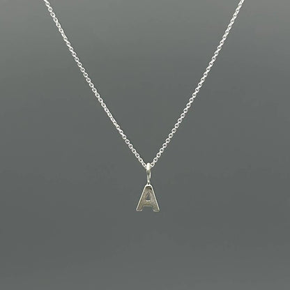 Sterling Silver Block-Letter Initial Necklace