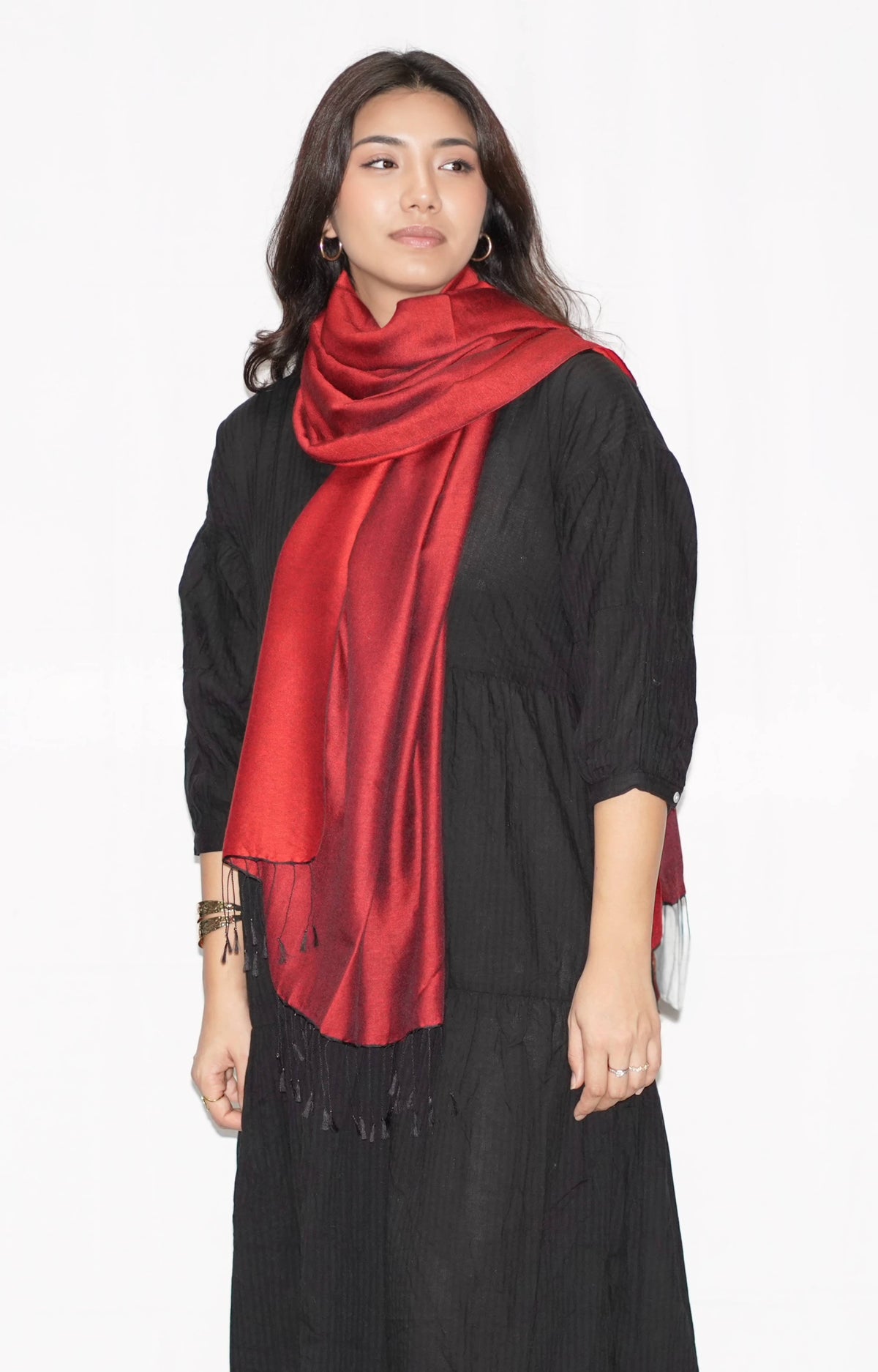 Burgundy Silky Water Pashmina Scarf
