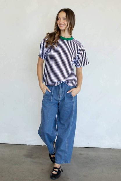 Trini Denim Barrel Jeans with Drawstring