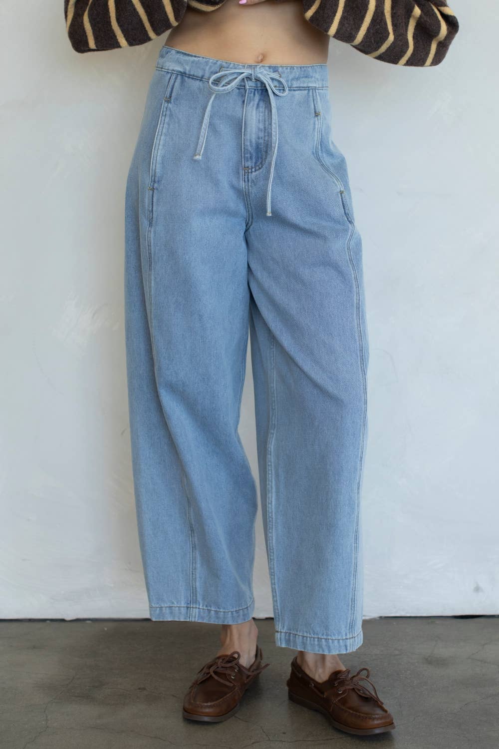 Trini Denim Barrel Jeans with Drawstring