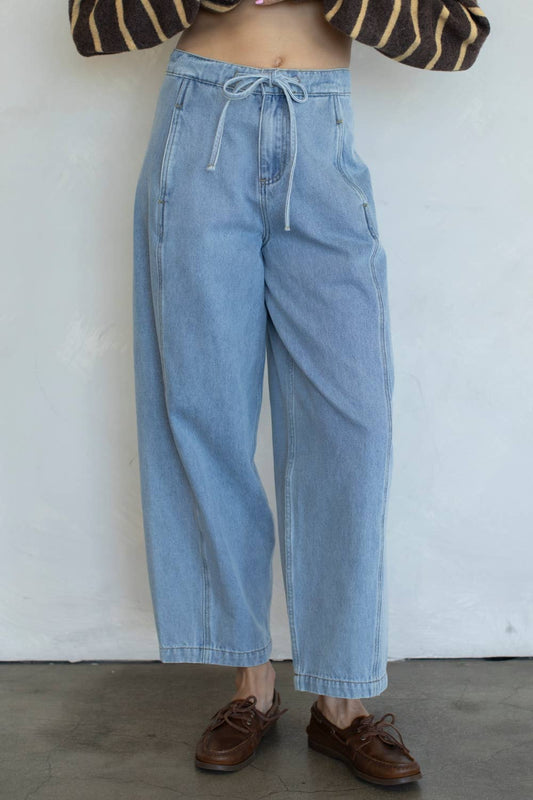 Trini Denim Barrel Jeans with Drawstring